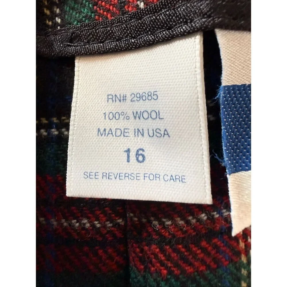 Vintage Authentic Pendleton Black Stewart Tartan Plaid Skirt Size 16